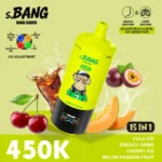 Bang Leader 450 000 bouffées – Assortiment de saveurs : Cola glacé, boisson énergisante, cerise glacée, melon et fruit de la passion