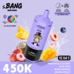 Bang Leader 450 000 bouffées – Assortiment de saveurs : ananas, noix de coco, Blue Razz, mélange de baies, mangue et pêche