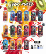 Liste des saveurs disponibles pour la Waspe Bar 60 000 bouffées – 16 saveurs au choix