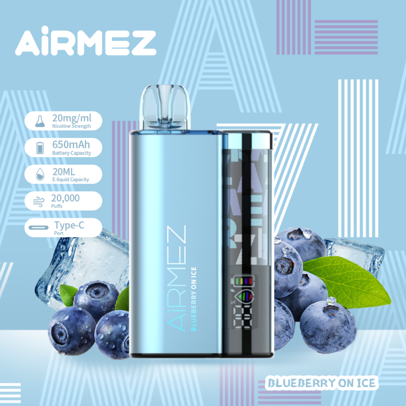 Airmez B20 20 000 bouffées, arôme « Blueberry On Ice » - Cigarette électronique jetable 100vaping