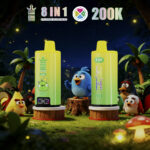 Bang King 200 000 bouffées 8-en-1 : saveurs Blue Razz, pêche glacée, raisin glacé, mangue glacée – 100vaping