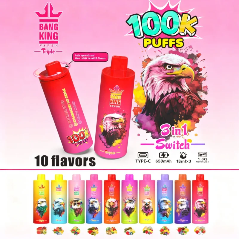 Image principale de la cigarette électronique jetable Bang King Triple 100 000 bouffées 3-en-1 - 100vaping