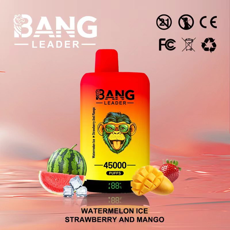 Bang Leader 45 000 bouffées - Cigarette électronique jetable aux saveurs pastèque glacée, fraise et mangue - 100vaping