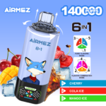 Airmez FOX 6 en 1, 140 000 bouffées, saveur n° 8 - Love 66, fraise-kiwi, pêche-mangue