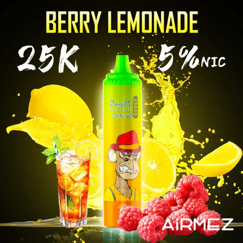 Airmez Tornado 25 000 bouffées, saveur limonade aux baies - Cigarette électronique jetable 100vaping