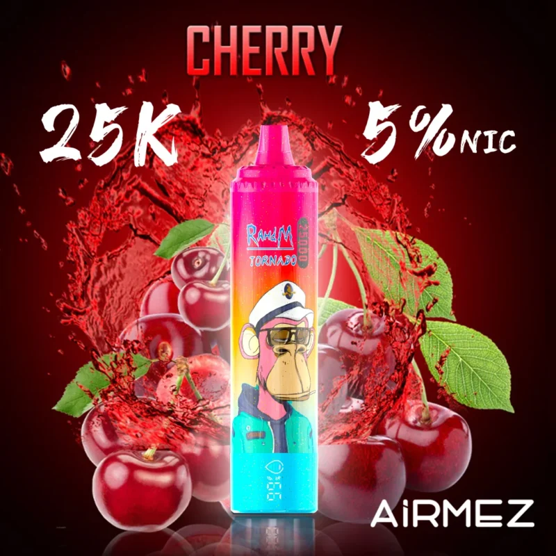 Airmez Tornado 25 000 bouffées, saveur cerise - Cigarette électronique jetable 100vaping