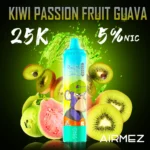 Airmez Tornado 25 000 bouffées, saveur kiwi, fruit de la passion et goyave - Cigarette électronique jetable 100vaping
