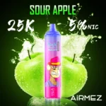 Airmez Tornado 25 000 bouffées, saveur pomme acidulée - Cigarette électronique jetable 100vaping