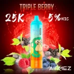 Airmez Tornado 25 000 bouffées, saveur « Triple Berry » - Cigarette électronique jetable 100vaping
