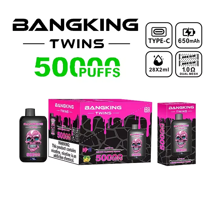 Bang King Twins 50 000 bouffées - Vape jetable aux arômes « Love 66 » et « Citron-fruit de la passion » - 100vaping