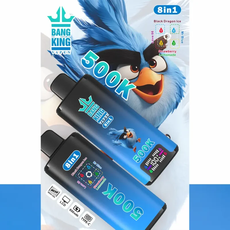 Bang King 500 000 bouffées 8-en-1 Black Dragon Ice Love 66 Mr Blue saveur fraise-limonade – vapoteuse jetable - 100vaping