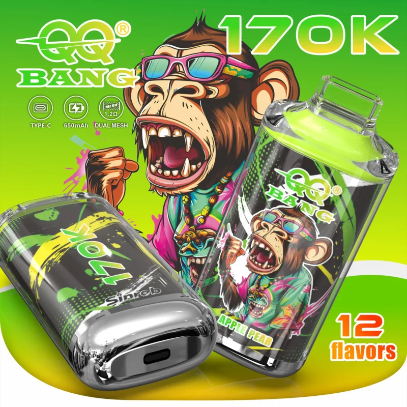 QQ Bang - Cigarette électronique jetable 170 000 bouffées, saveur pomme-poire - 100vaping