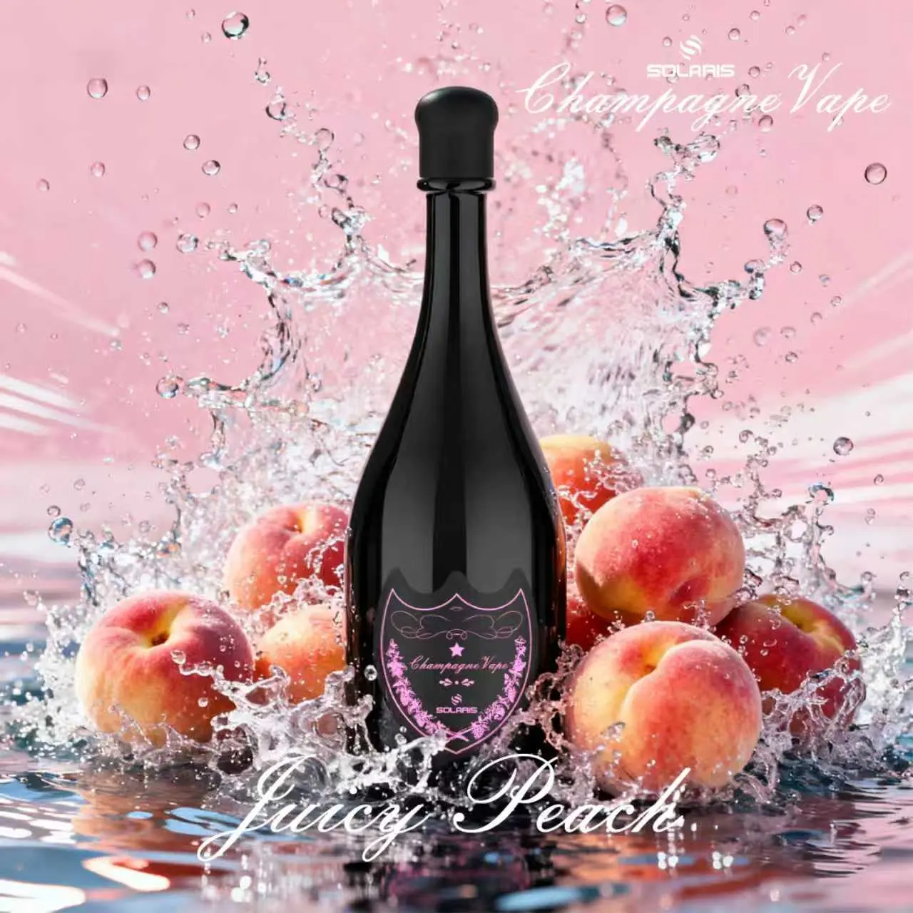 Vape jetable Solaris Champagne 30 000 bouffées, saveur « Juicy Peach » - 100vaping