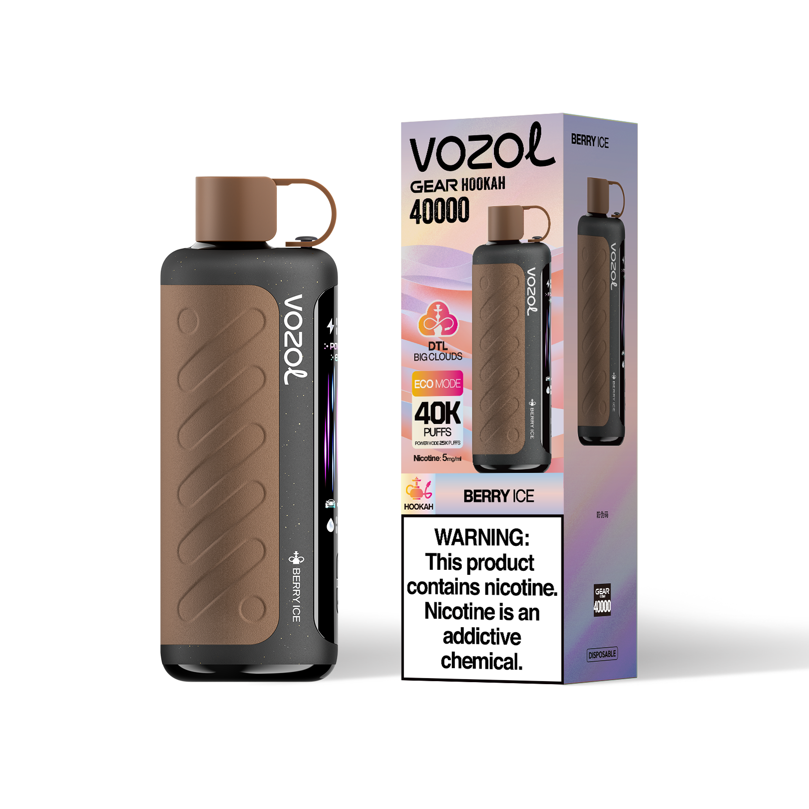 100vaping-vozol-gear-narguilé-40 000-40k-bouffées-e-cigarette-arôme-baies-glacées VOZOL Gear Hookah 40 000 bouffées, saveur « Berry Ice », cigarette électronique jetable - 100vaping