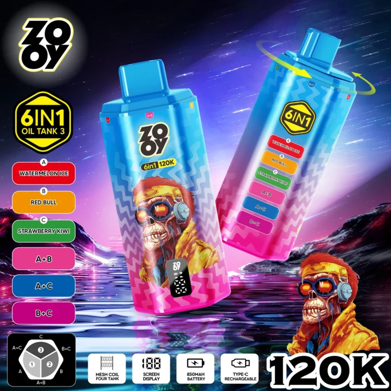 ZOOY 6-in-1 120K Puffs Display Disposable Vape - 100vaping