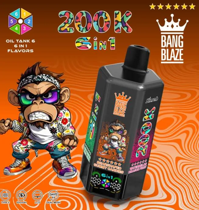 100vaping-bang-blaze-200k-6-in-1-main Bang Blaze 200K Puffs 6-in-1 Disposable Vape Rechargeable – product view