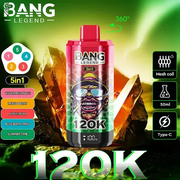 100vaping-bang-legend-120k-5-in-1-main Bang Legend 120K Puffs 5-in-1 Flavor Switch Vape – product view