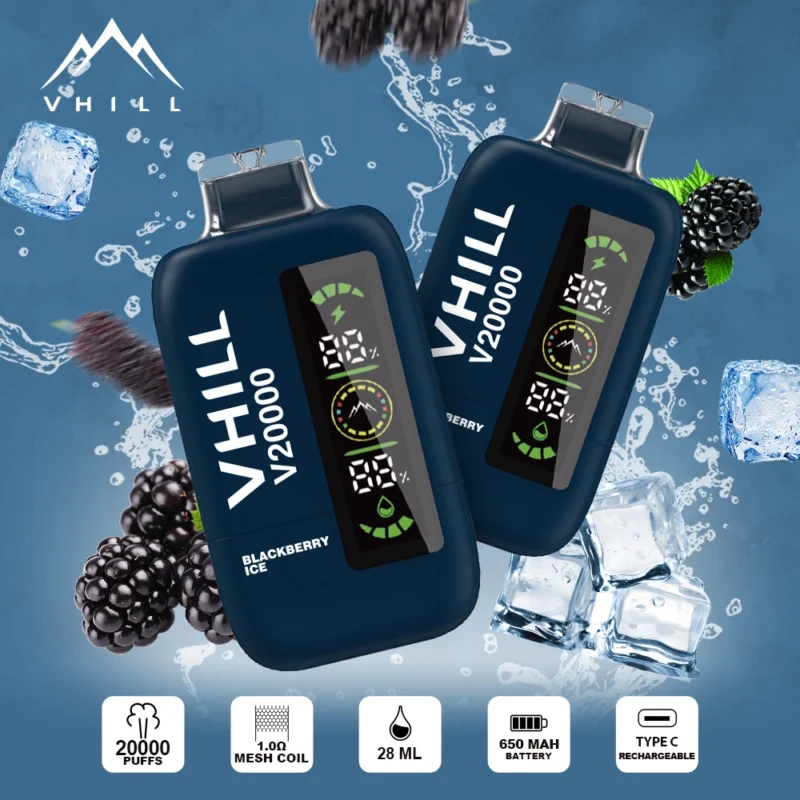 VHILL 20 000 bouffées – Cigarette électronique jetable « Blackberry Ice »