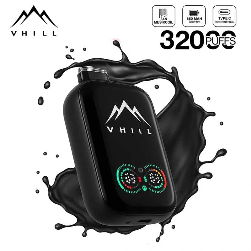 VHILL 32 000 bouffées – Vape jetable « Black Dragon Blood » à écran intégral