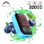 VHILL 32 000 bouffées – Cigarette électronique jetable « Blueberry Mint » à écran intégral