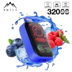 VHILL 32 000 bouffées – Cigarette électronique jetable « Blueberry Raspberry Ice » à écran intégral