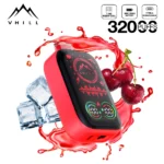 VHILL 32 000 bouffées – Cigarette électronique jetable à écran intégral, arôme « Cherry Ice »