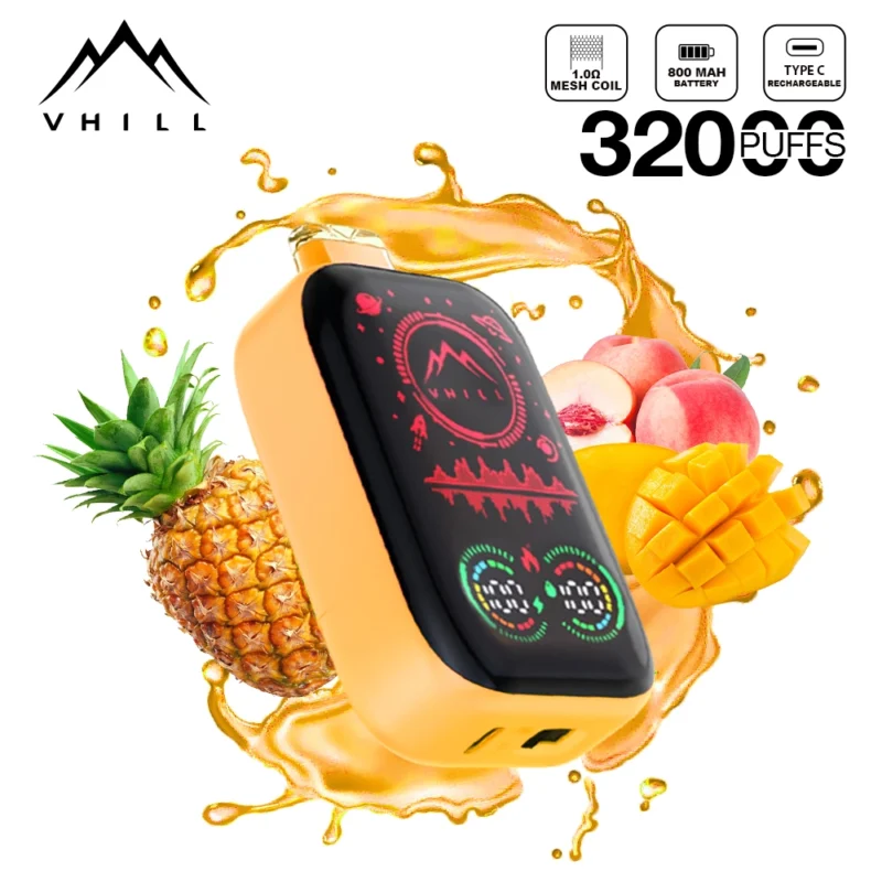 VHILL 32 000 bouffées – Vape jetable « Mango Feast » à écran intégral